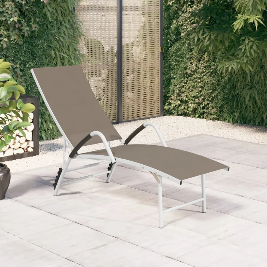 Chaise longue textilène et aluminium noir - 38