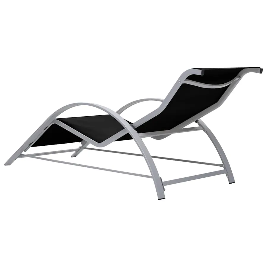 Chaise longue textilène et aluminium noir - 4