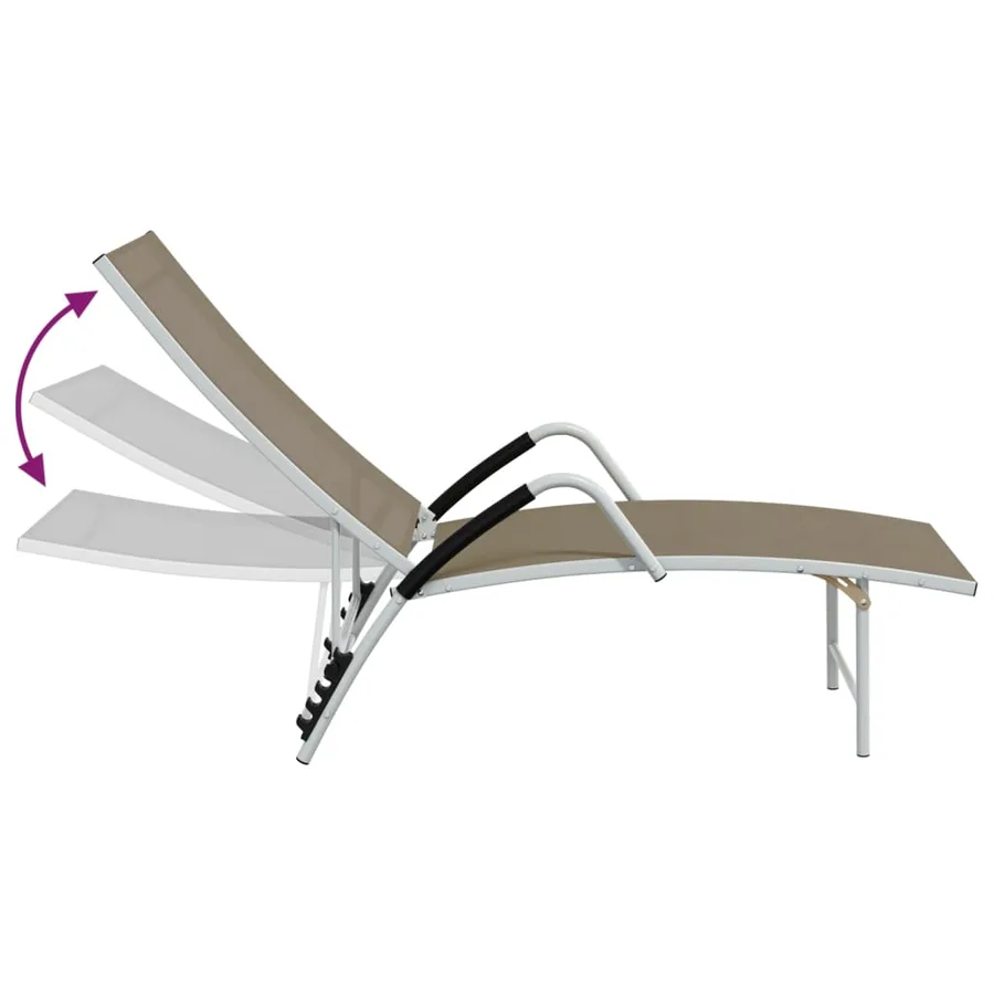 Chaise longue textilène et aluminium noir - 43