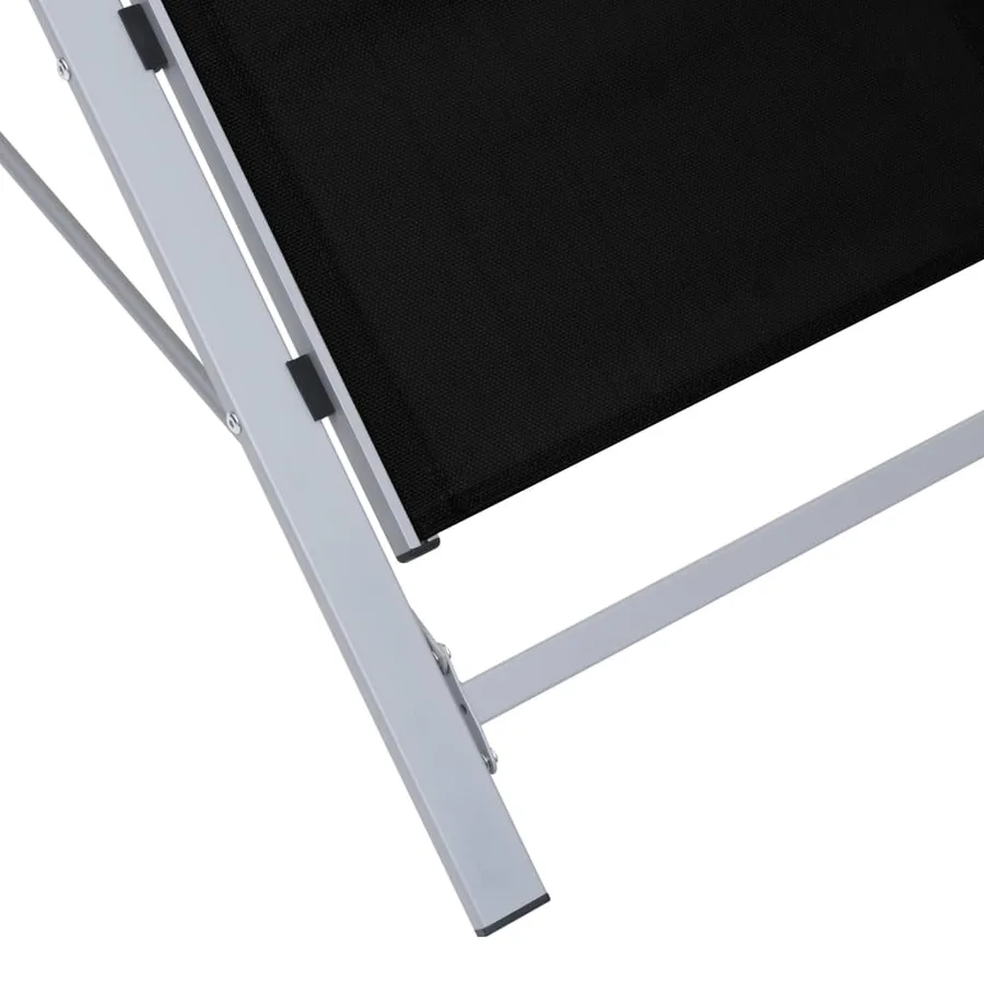 Chaise longue textilène et aluminium noir - 5