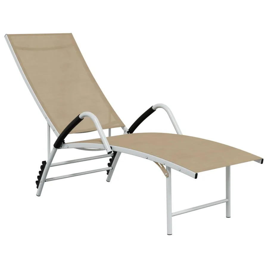 Chaise longue textilène et aluminium noir - 9
