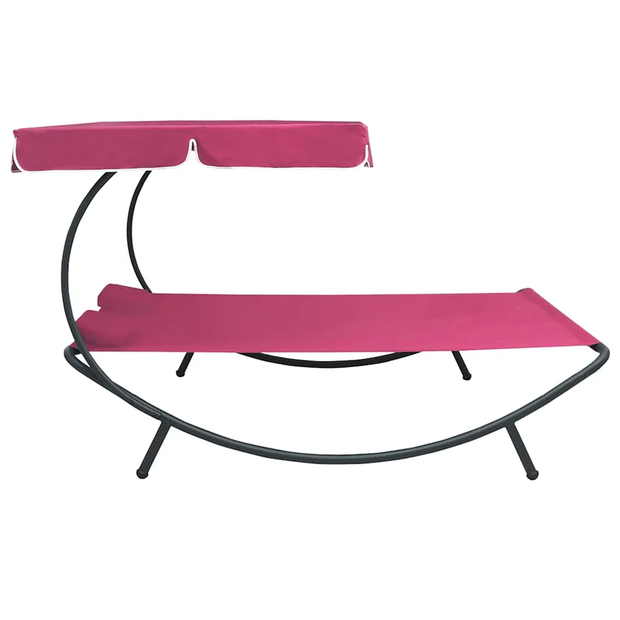Lit de repos d'extérieur avec auvent et oreillers rose - 3