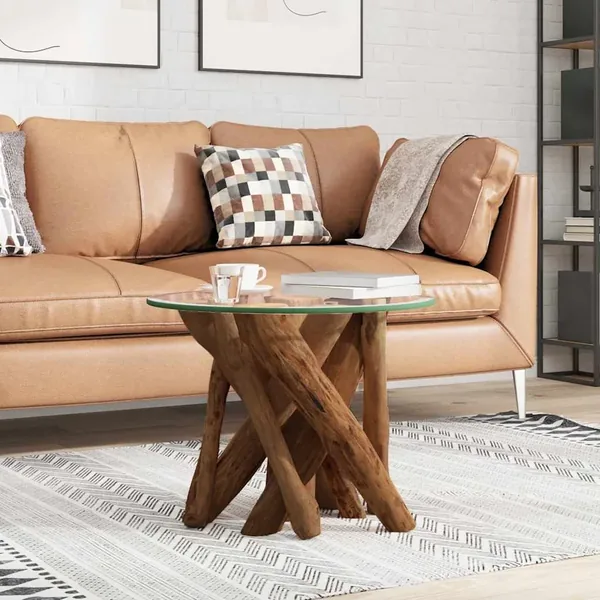 Table basse Bois flottant de teck massif 60 cm