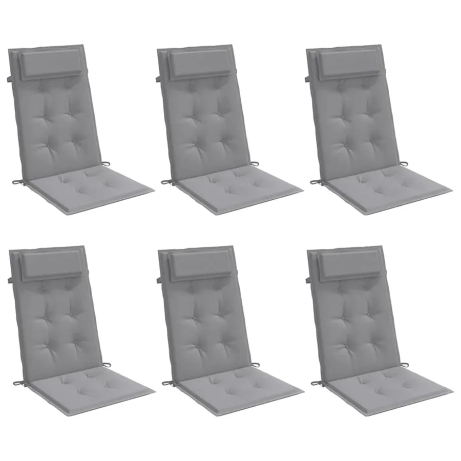 Coussins de chaise à dossier haut lot de 6 gris tissu oxford - 3