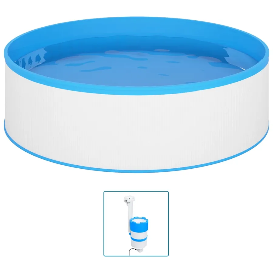 Piscine avec écumoire suspendue et pompe 350x90 cm Blanc - 2