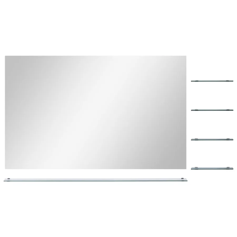 Miroir mural avec 5 étagères Argenté 100 x 60 cm - 3