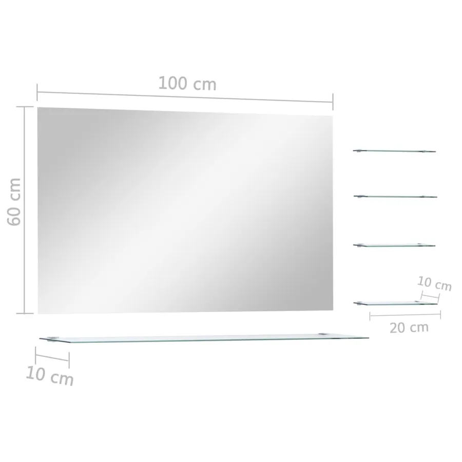 Miroir mural avec 5 étagères Argenté 100 x 60 cm - 6