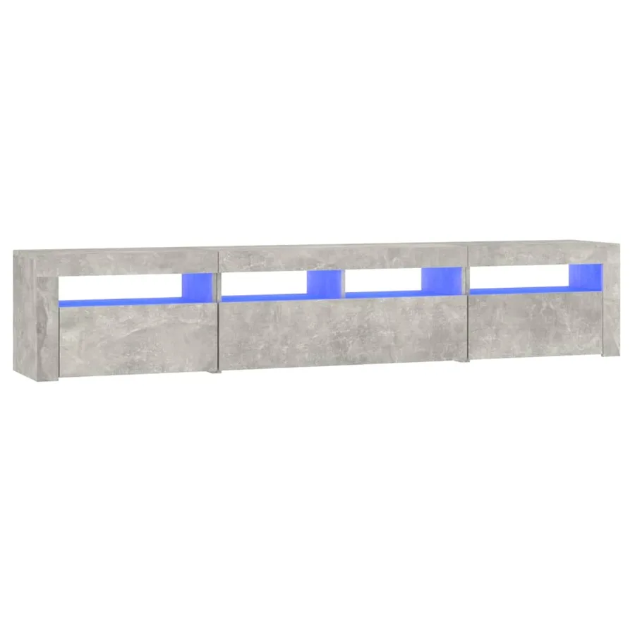 Meuble TV avec lumières LED Gris béton 210x35x40 cm - 2