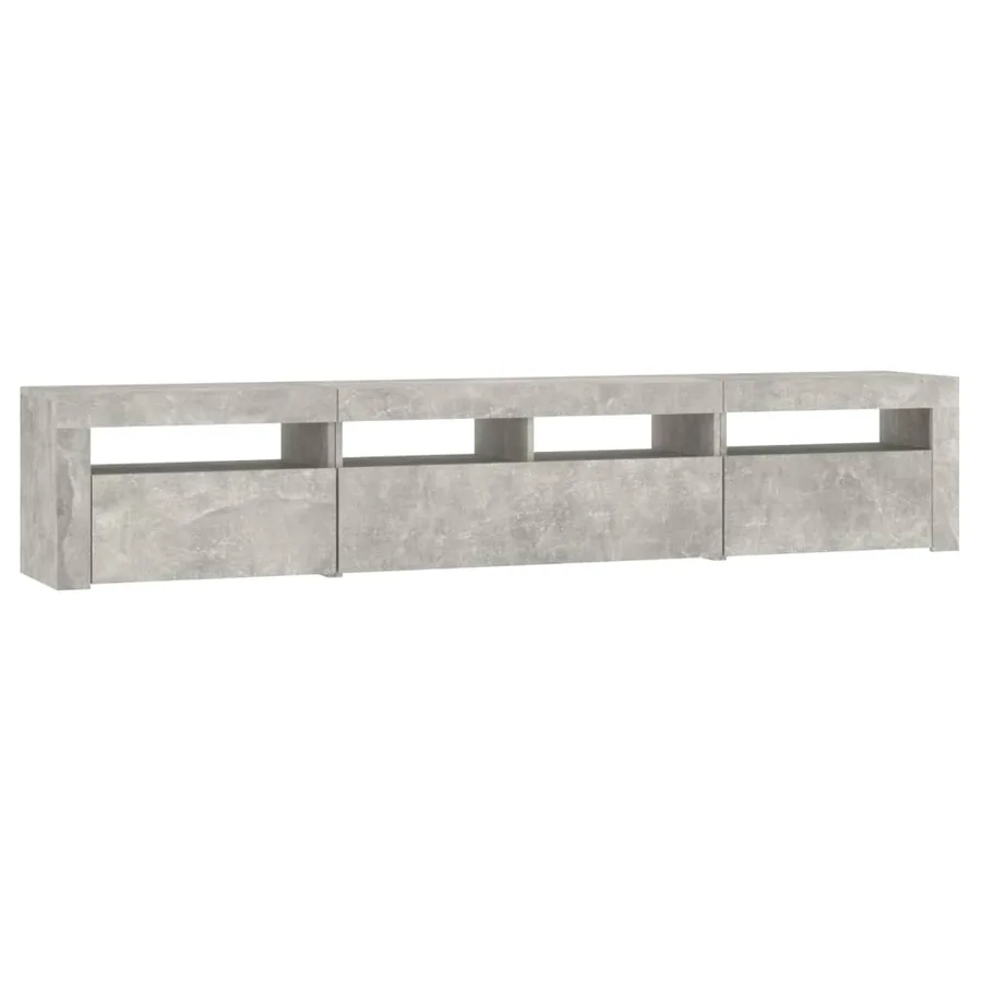 Meuble TV avec lumières LED Gris béton 210x35x40 cm - 6