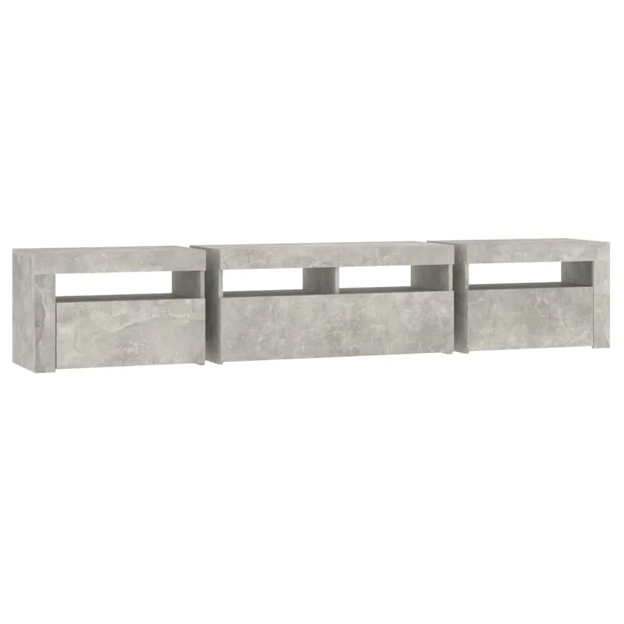 Meuble TV avec lumières LED Gris béton 210x35x40 cm - 7