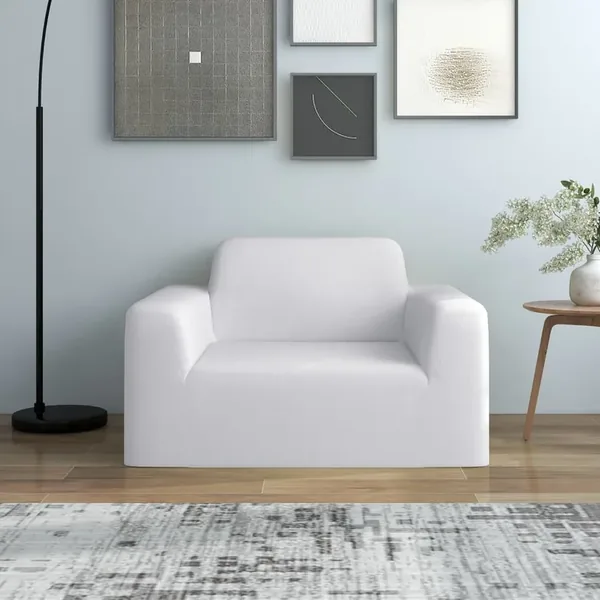 Housse extensible de canapé Blanc Jersey de polyester