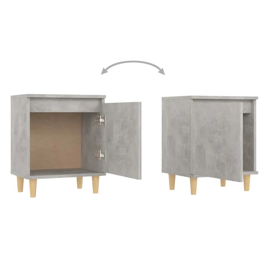 Tables de chevet avec pieds en bois 2 pcs Gris béton 40x30x50cm - 8