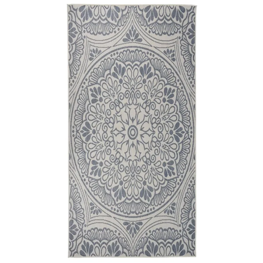 Tapis à tissage plat d'extérieur 100x200 cm Motif bleu