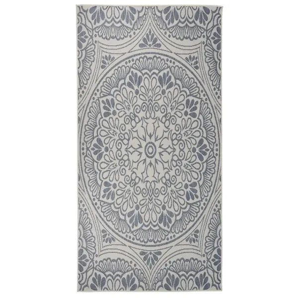 Tapis à tissage plat d'extérieur 100x200 cm Motif bleu