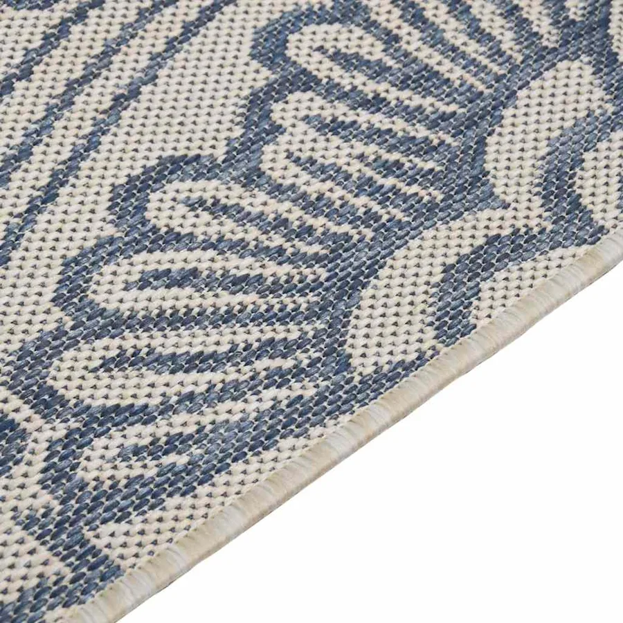 Tapis à tissage plat d'extérieur 100x200 cm Motif bleu - 4