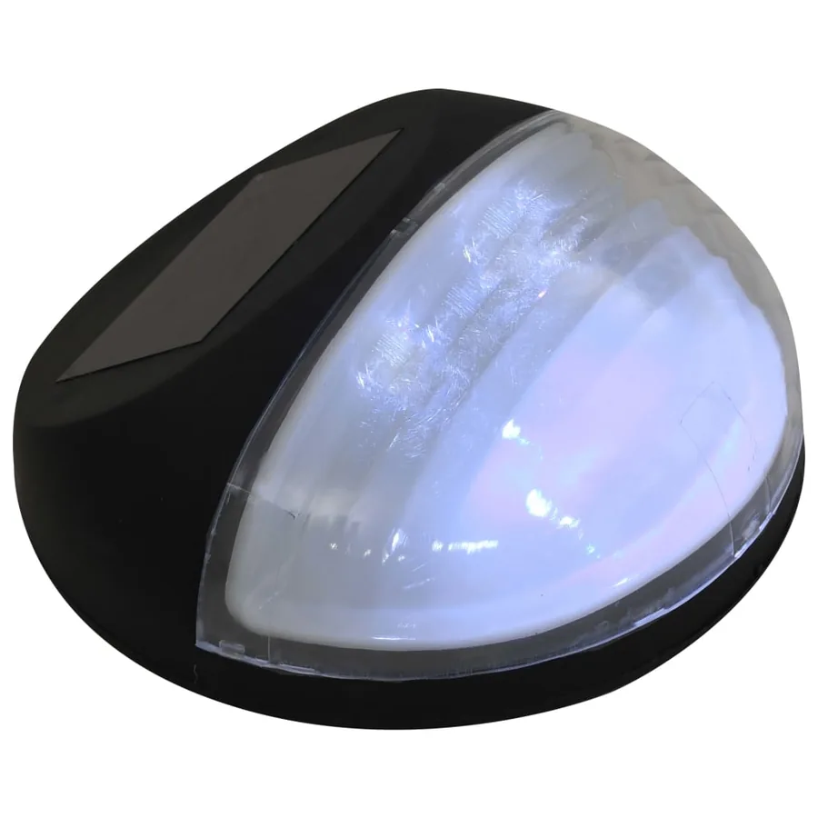 Lampe solaire murale à LED d'extérieur 12 pcs Rond Noir - 6