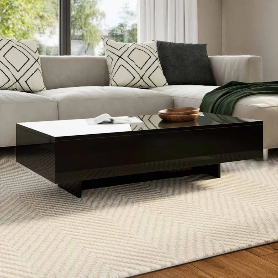 Table basse noir brillant