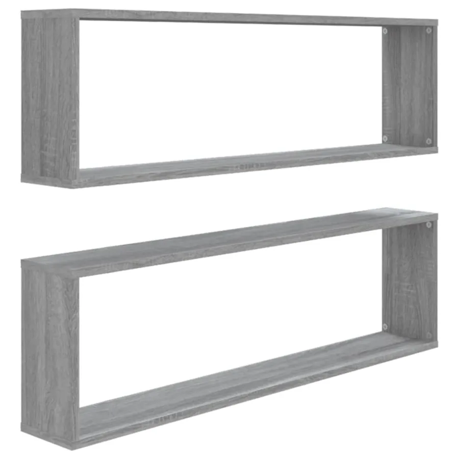 Étagères murales cube 2 pcs Sonoma gris 100x15x30 cm Bois - 2