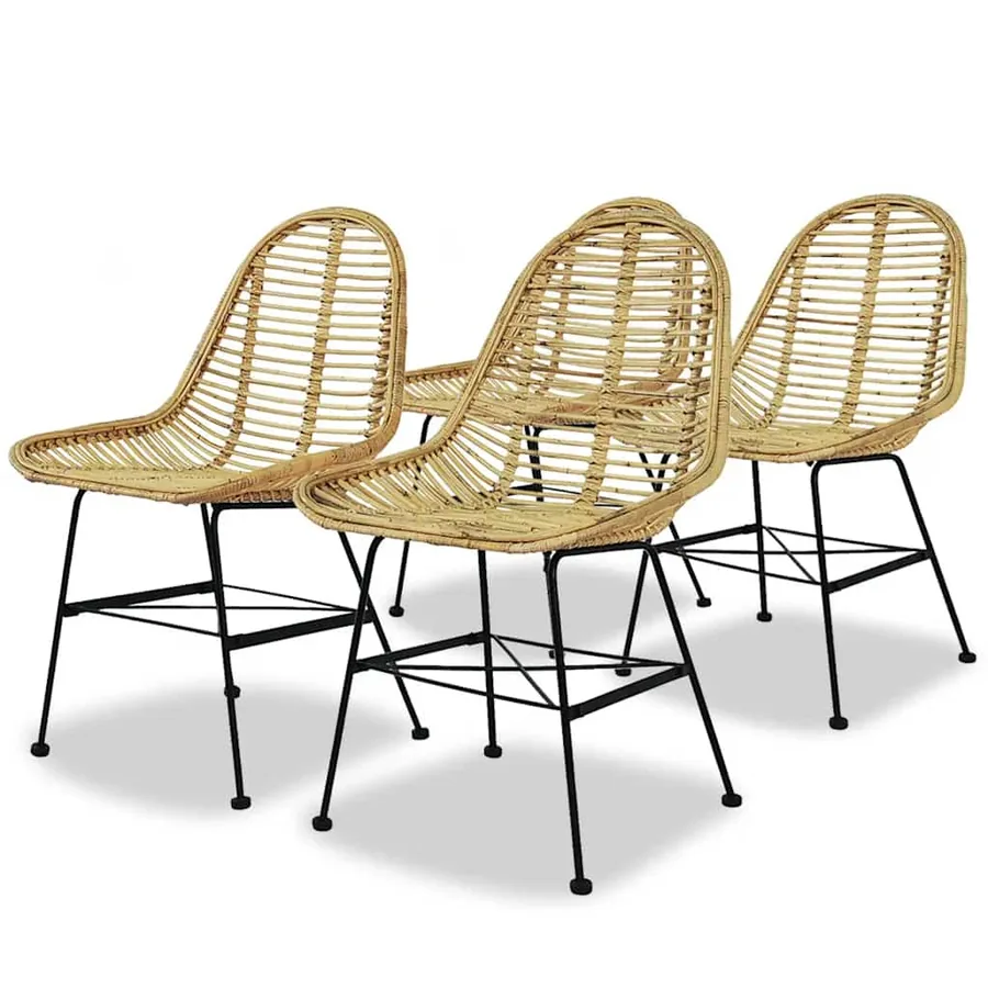 Chaises à manger lot de 4 rotin naturel