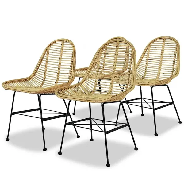 Chaises à manger lot de 4 rotin naturel