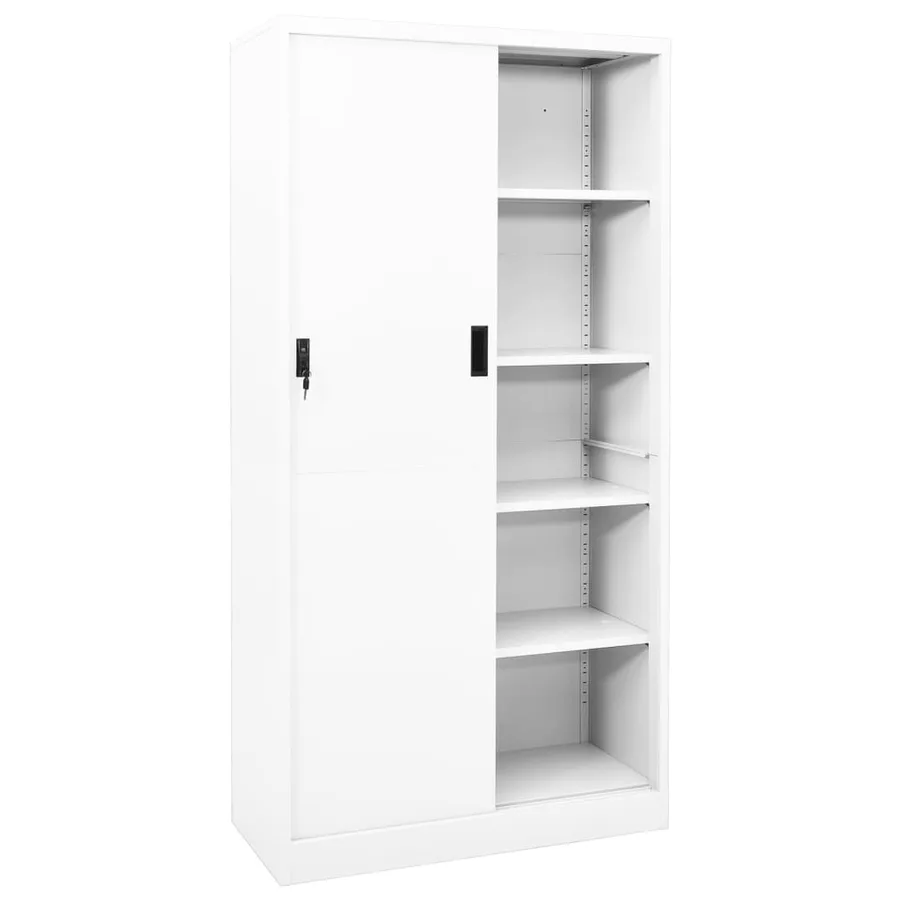 Armoire de bureau et porte coulissante Blanc 90x40x180 cm Acier - 2