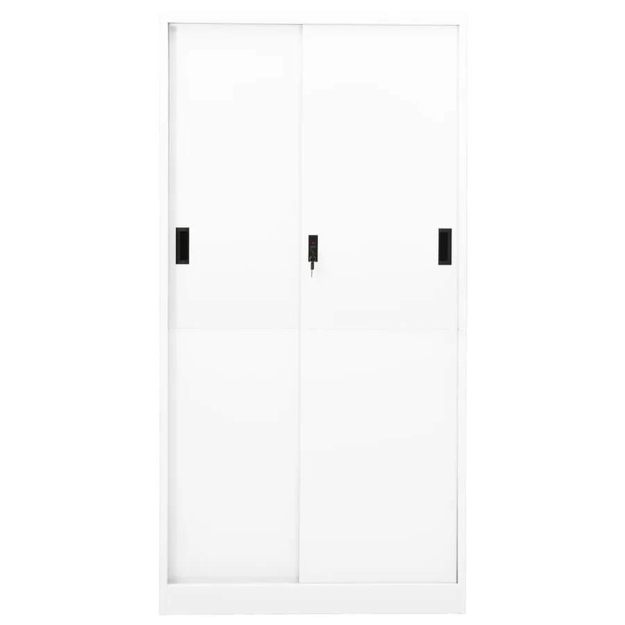 Armoire de bureau et porte coulissante Blanc 90x40x180 cm Acier - 4