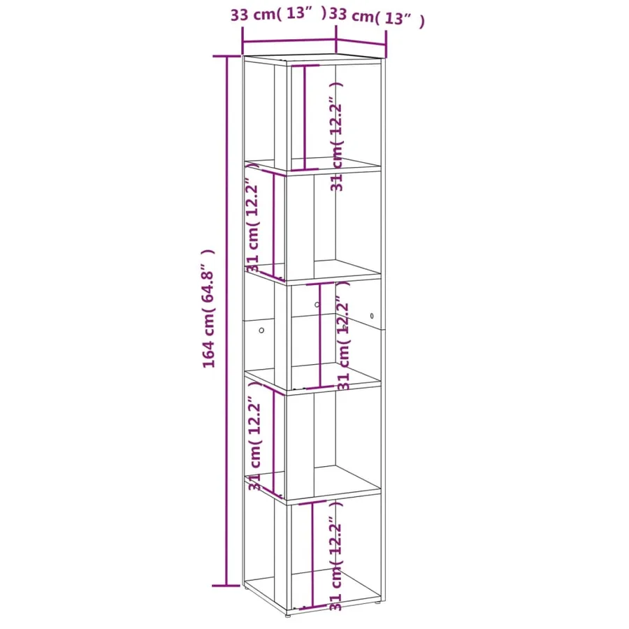 Armoire d'angle Chêne sonoma 33x33x164,5 cm Bois d'ingénierie - 9