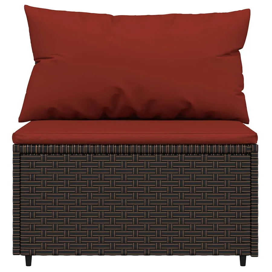 Salon de jardin 4 pcs avec coussins Marron Résine tressée - 6