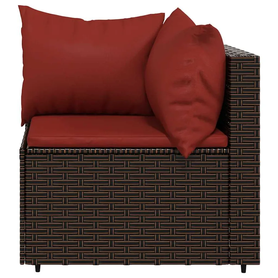 Salon de jardin 4 pcs avec coussins Marron Résine tressée - 7