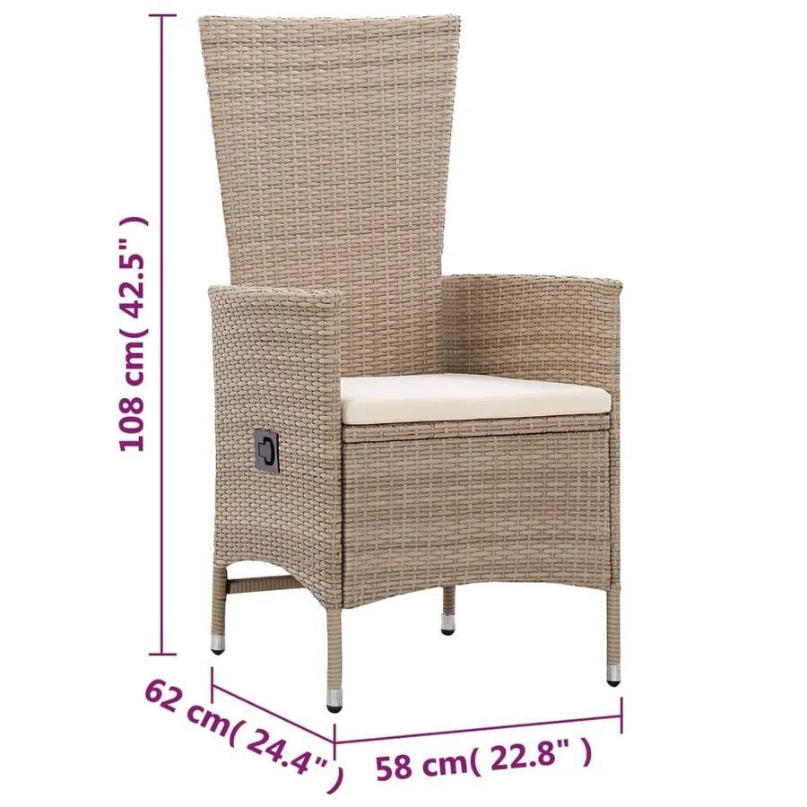 Chaises d'extérieur lot de 2 avec coussins Résine tressée Beige - 12