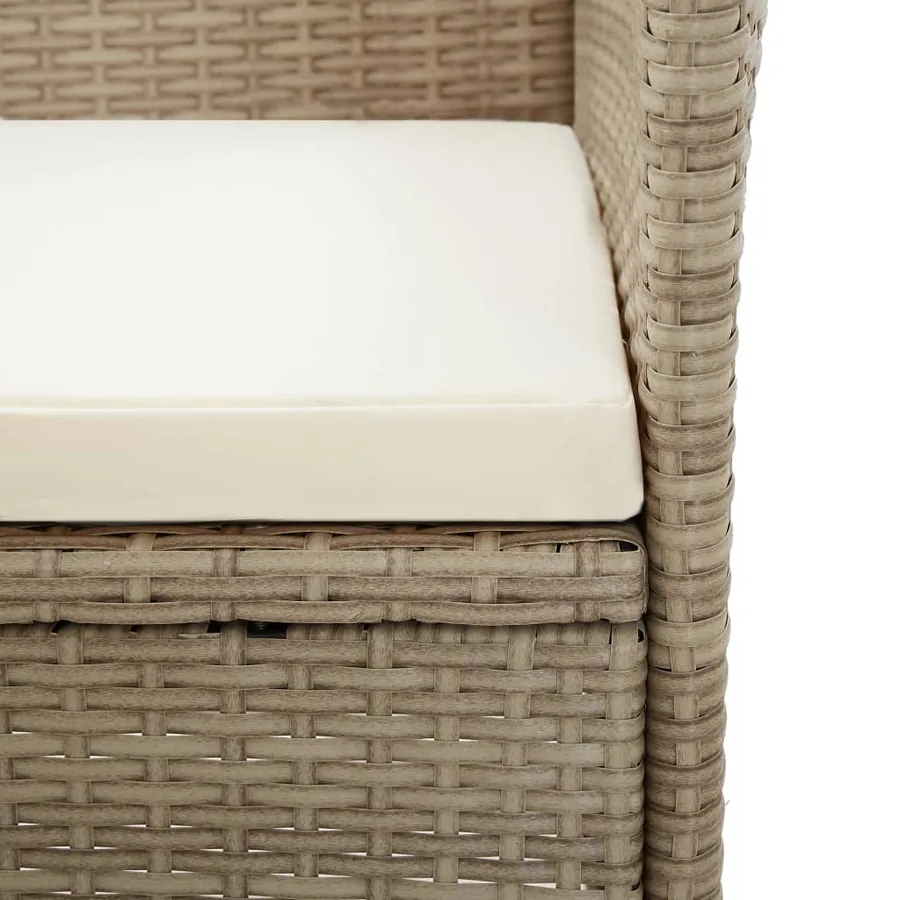 Chaises d'extérieur lot de 2 avec coussins Résine tressée Beige - 9