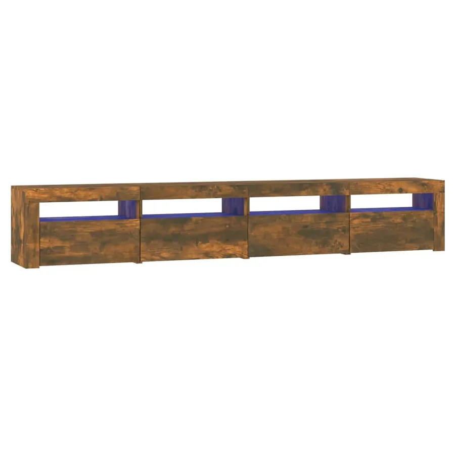 Meuble TV avec lumières LED Chêne fumé 240x35x40 cm - 2
