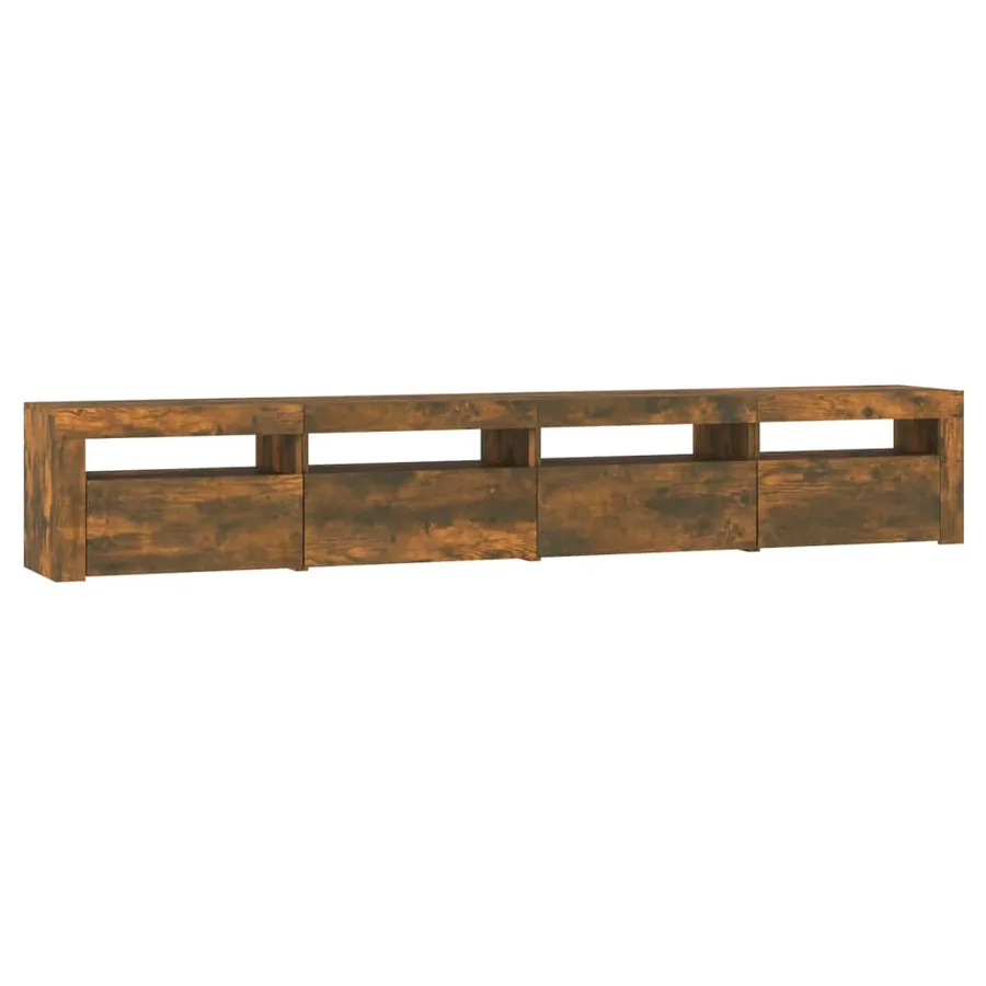 Meuble TV avec lumières LED Chêne fumé 240x35x40 cm - 7