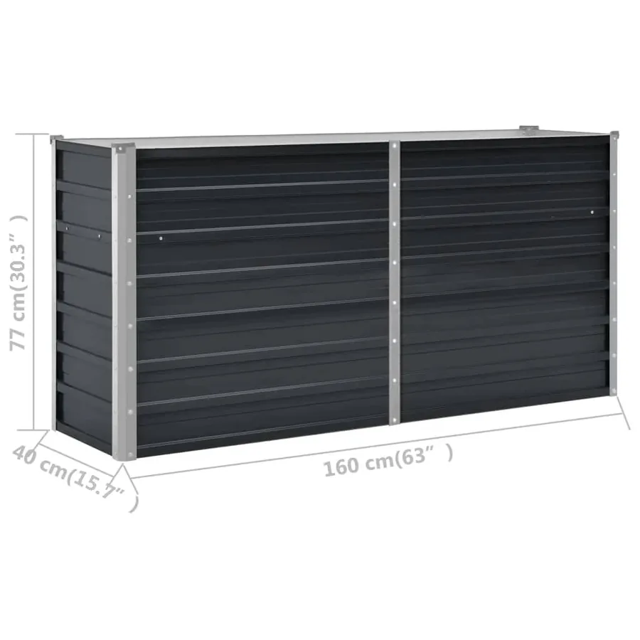 Lit surélevé de jardin Anthracite 160x40x77 cm Acier galvanisé - 8