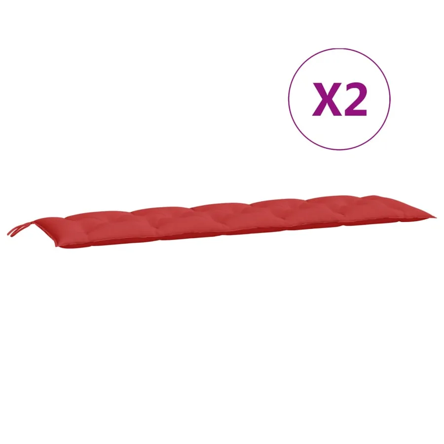 Coussins de banc jardin lot de 2 rouge 180x50x7 cm tissu Oxford - 5