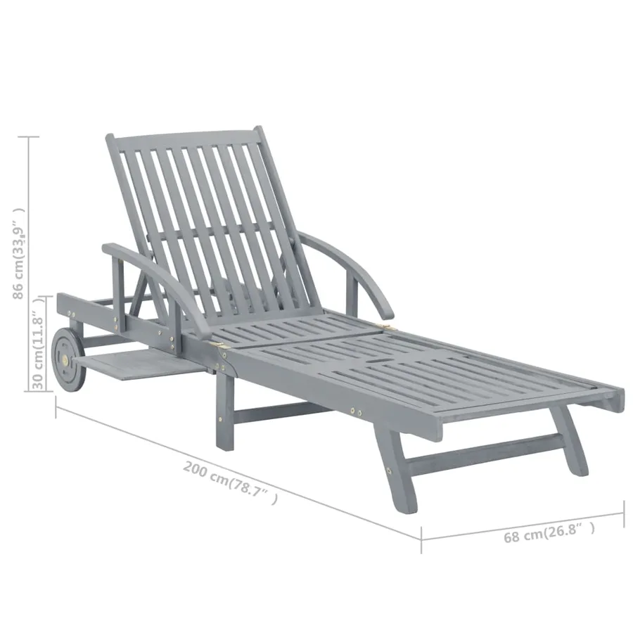 Chaise longue de jardin avec coussin Bois d'acacia solide - 12