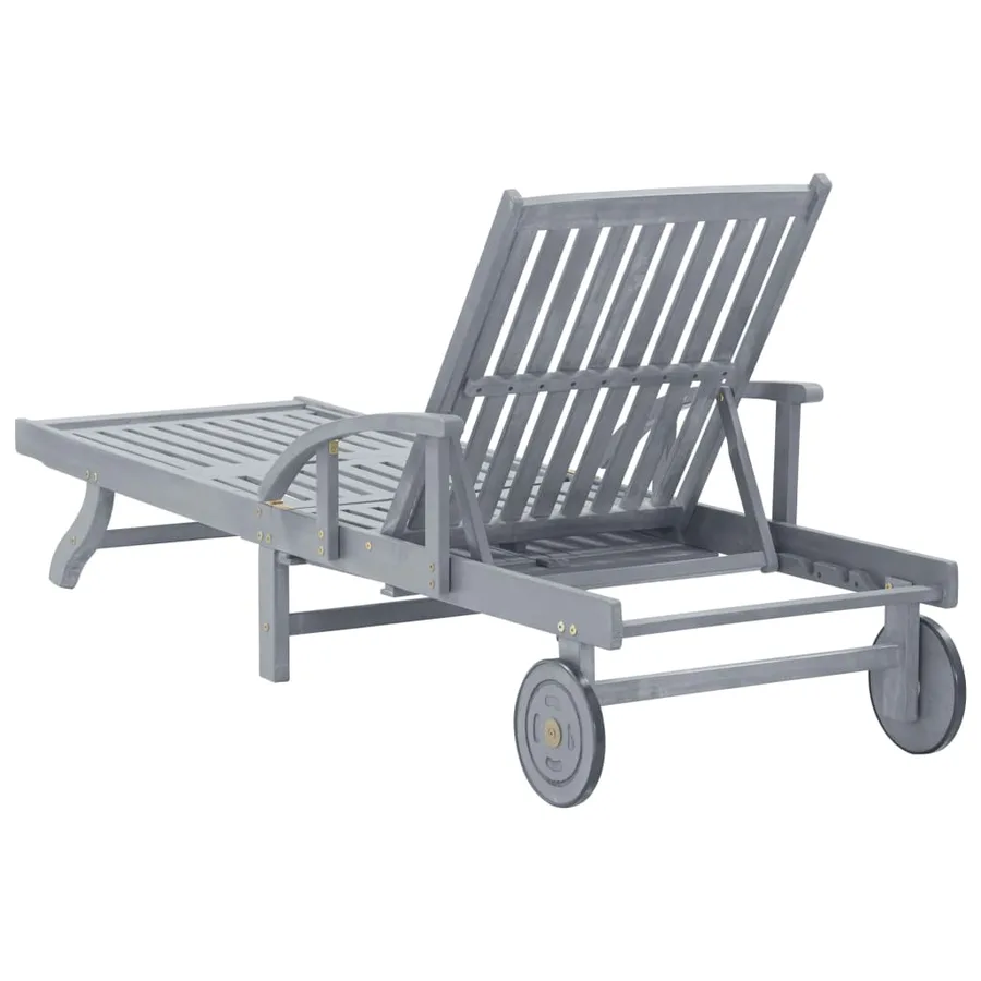 Chaise longue de jardin avec coussin Bois d'acacia solide - 6