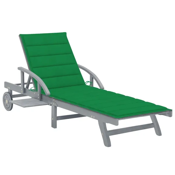 Chaise longue de jardin avec coussin Bois d'acacia solide