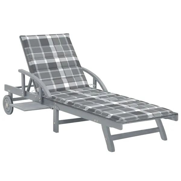 Chaise longue de jardin avec coussin Bois d'acacia solide