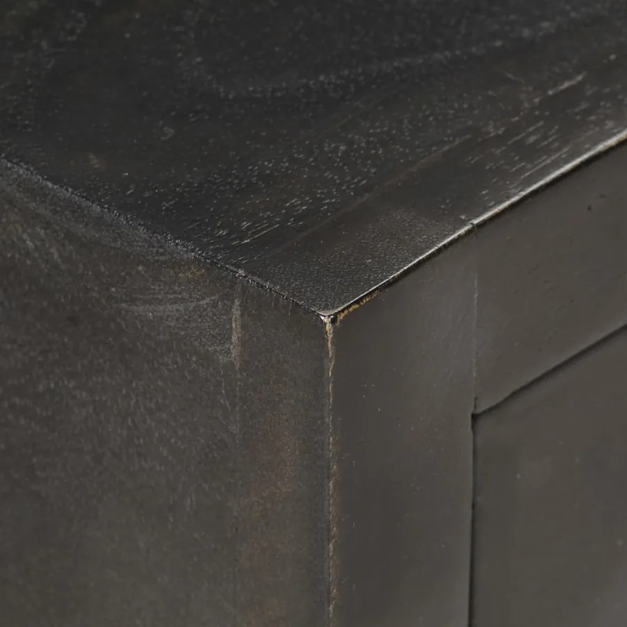 Table de chevet Noir et doré 40x30x50cm Bois de manguier massif - 4