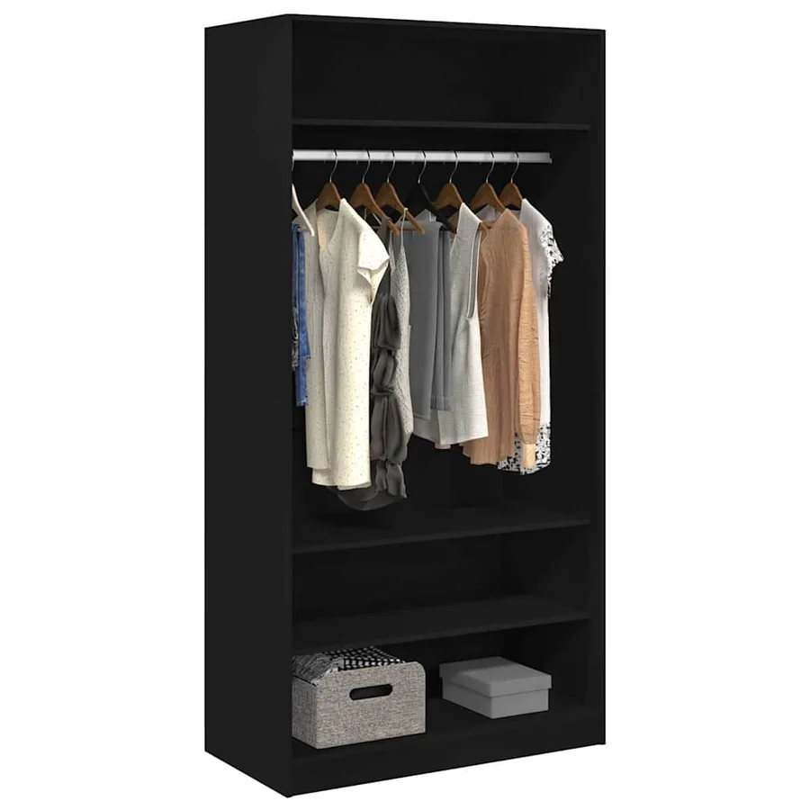 Garde-robe Noir 100 x 50 x 200 cm Bois d'ingénierie - 3