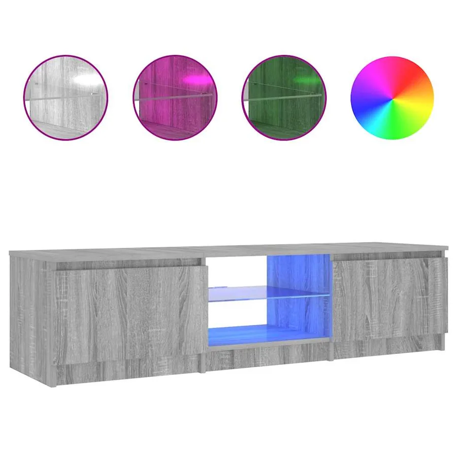 Meuble TV avec lumières LED Sonoma gris 140x40x36 cm - 2
