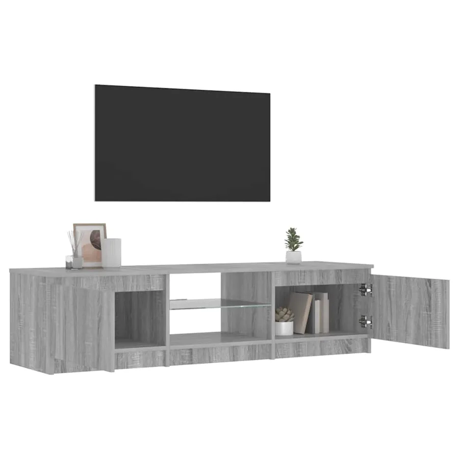 Meuble TV avec lumières LED Sonoma gris 140x40x36 cm - 4