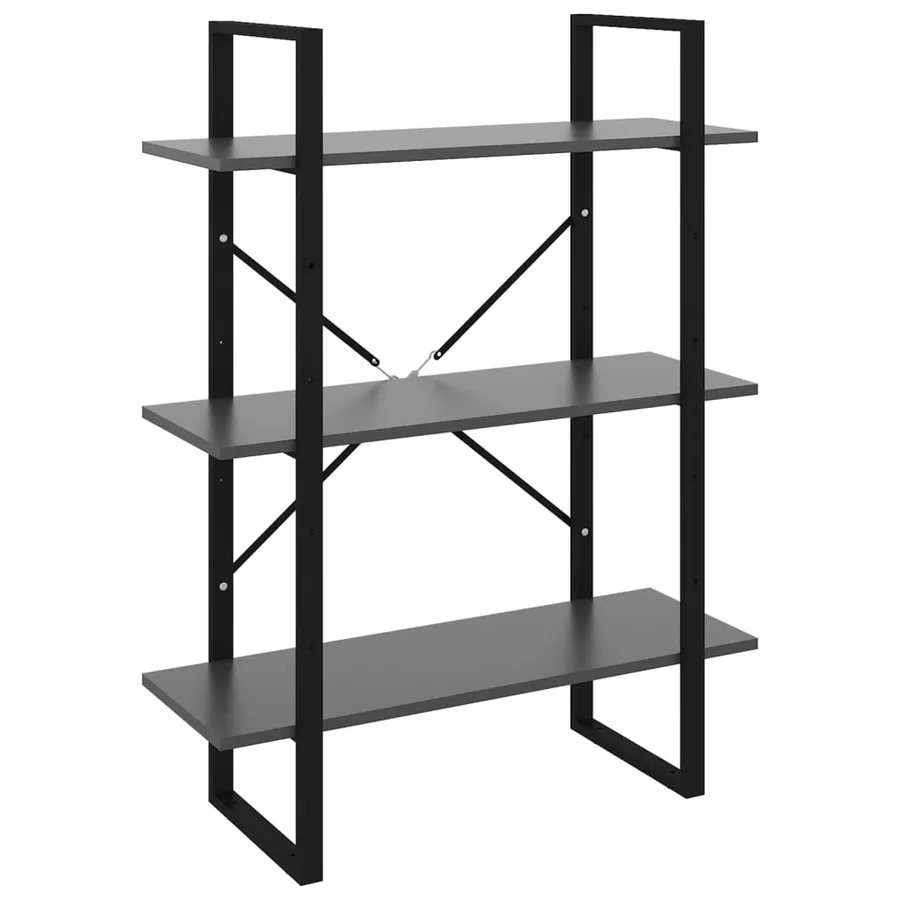 Bibliothèque gris 80x30x105 cm bois d'ingénierie - 2