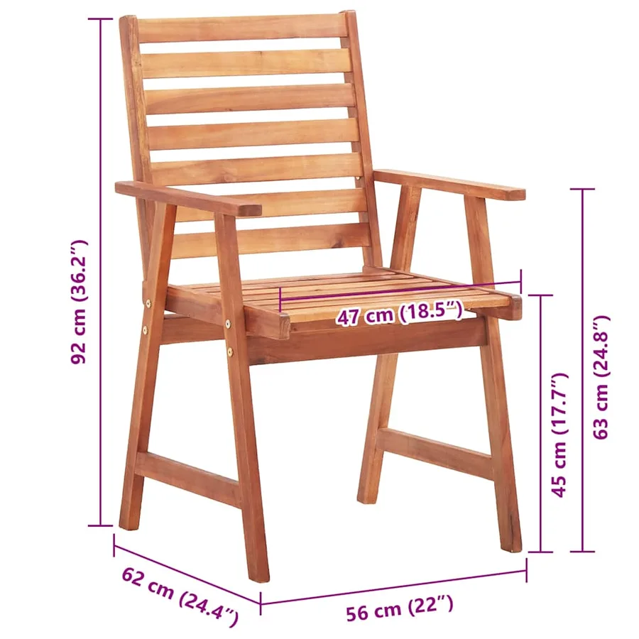 Chaises à manger d'extérieur lot de 4 et coussins Acacia massif - 6