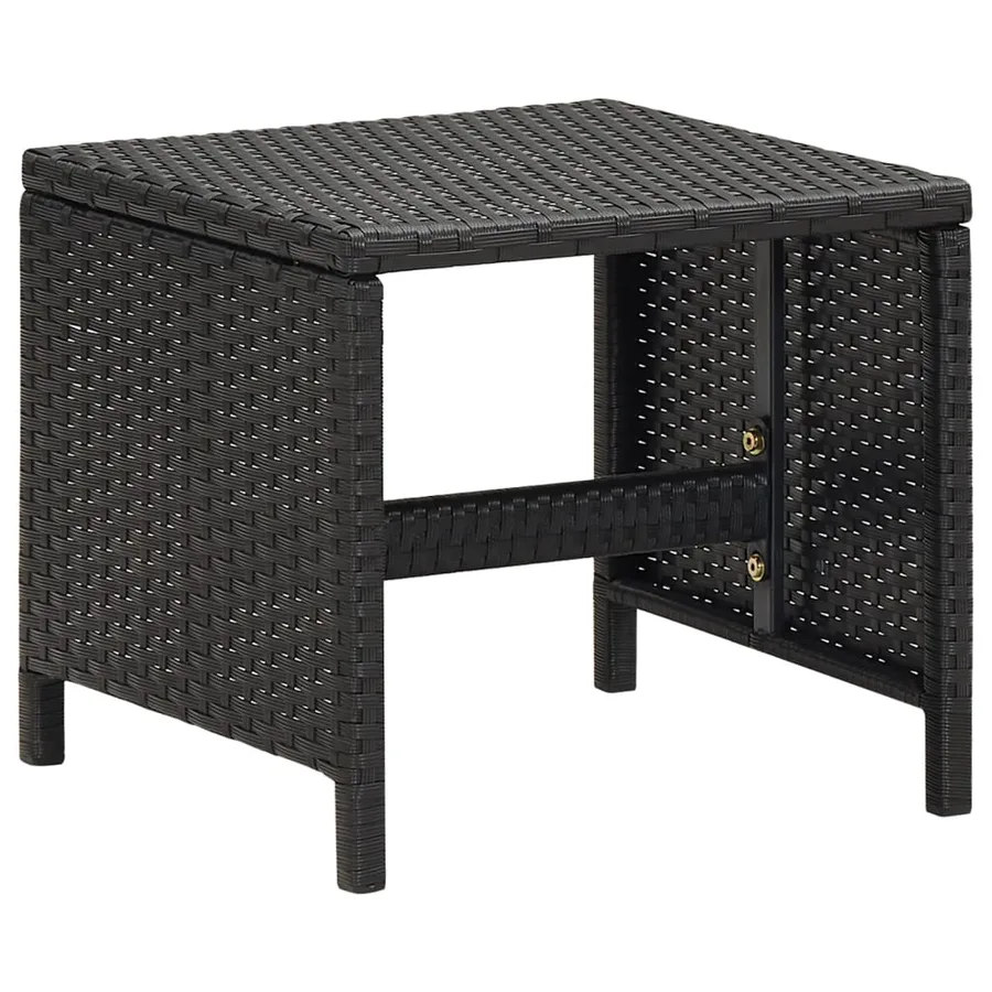 Jeu de chaise et tabouret de jardin 4 pcs Résine tressée Noir - 10