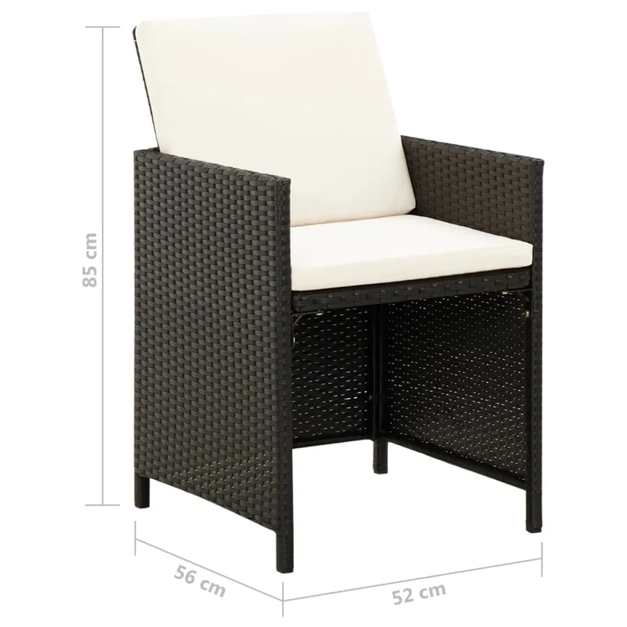 Jeu de chaise et tabouret de jardin 4 pcs Résine tressée Noir - 11