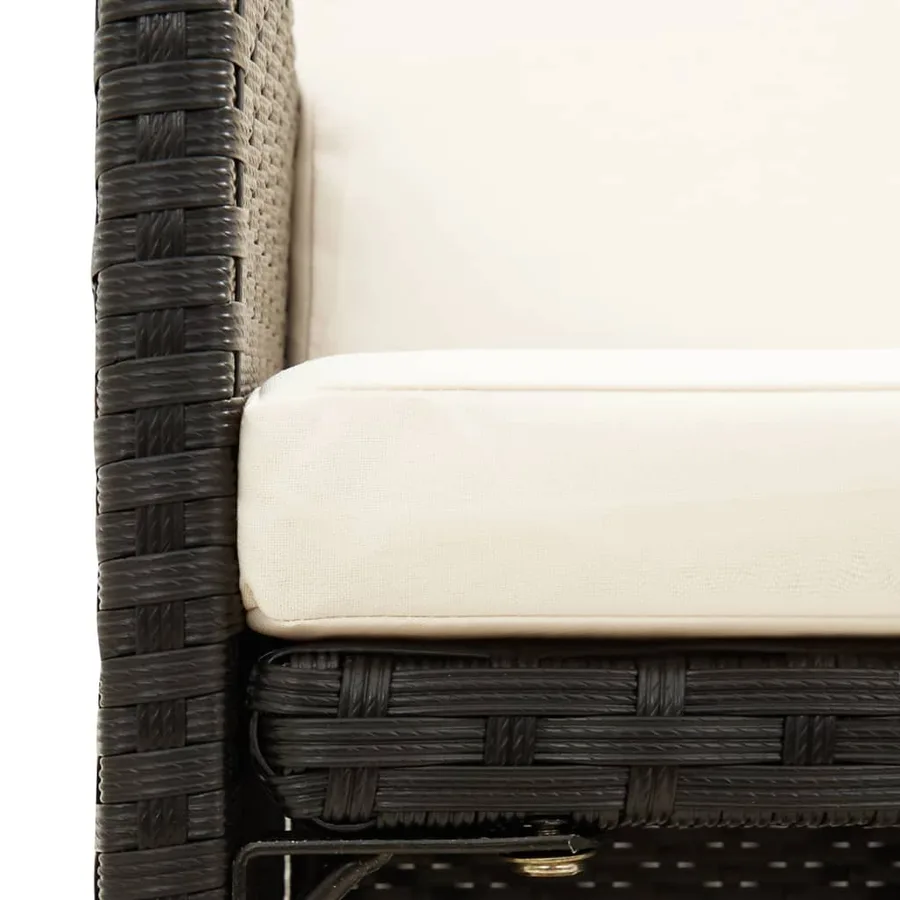 Jeu de chaise et tabouret de jardin 4 pcs Résine tressée Noir - 13