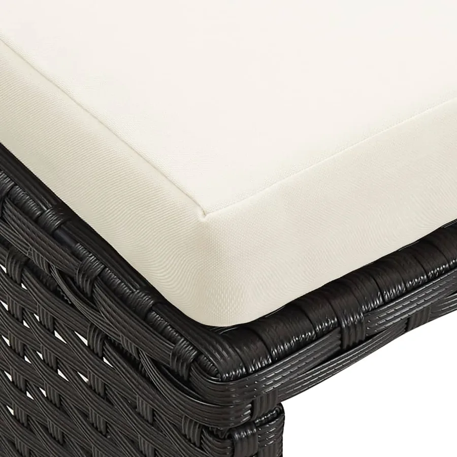 Jeu de chaise et tabouret de jardin 4 pcs Résine tressée Noir - 14
