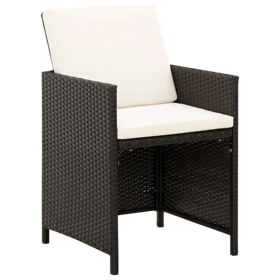 Jeu de chaise et tabouret de jardin 4 pcs Résine tressée Noir - 2